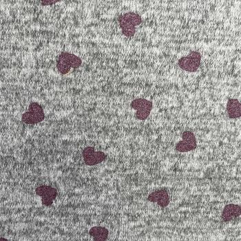 Hilco Strickstoff Heart grau Glitzer lila